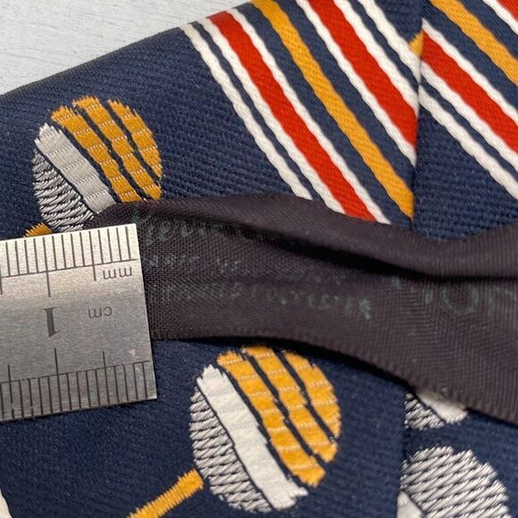 Pierre Cardin Morville Silk Ties Wide For Mens Blue Orange Golf‎ Print Paris - Picture 5 of 7